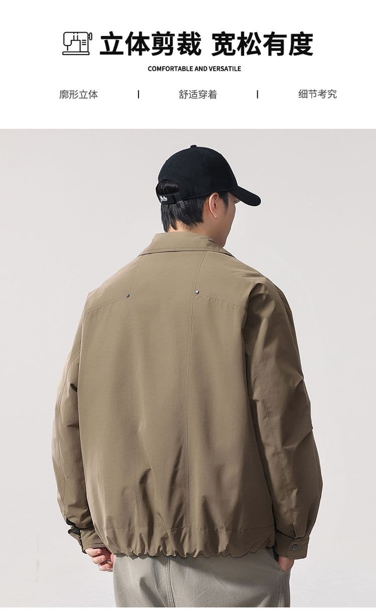 새로운 국가 표준 90 플러시 겨울 폴로 칼라 단색 보온 다운 재킷 남성 미니멀리즘 다용도 새로운 레트로 재킷 상세 이미지 2