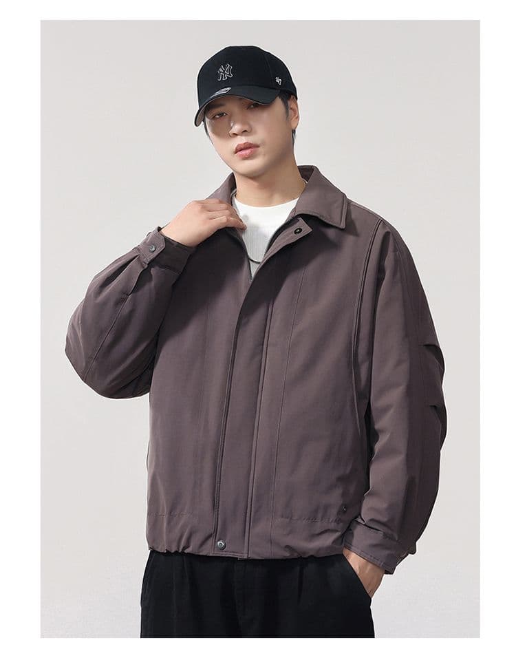 새로운 국가 표준 90 플러시 겨울 폴로 칼라 단색 보온 다운 재킷 남성 미니멀리즘 다용도 새로운 레트로 재킷 상세 이미지 13