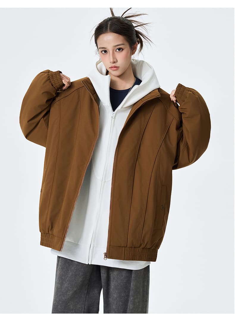 겨울 의류 조수 브랜드 스탠드 칼라 패치워크 면 의류 캐주얼 루즈핏 핏 스타일 두꺼운 패딩 재킷 목화 진딧물 보온 감기 예방 면 옷 상세 이미지 17