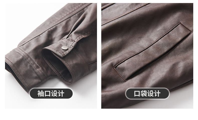 겨울 털이 있고 두꺼운 보온 아메리칸 재킷 레트로 가죽 재킷 감기 예방 재킷 남자 고급 센스 워싱 PU 가죽 상세 이미지 6