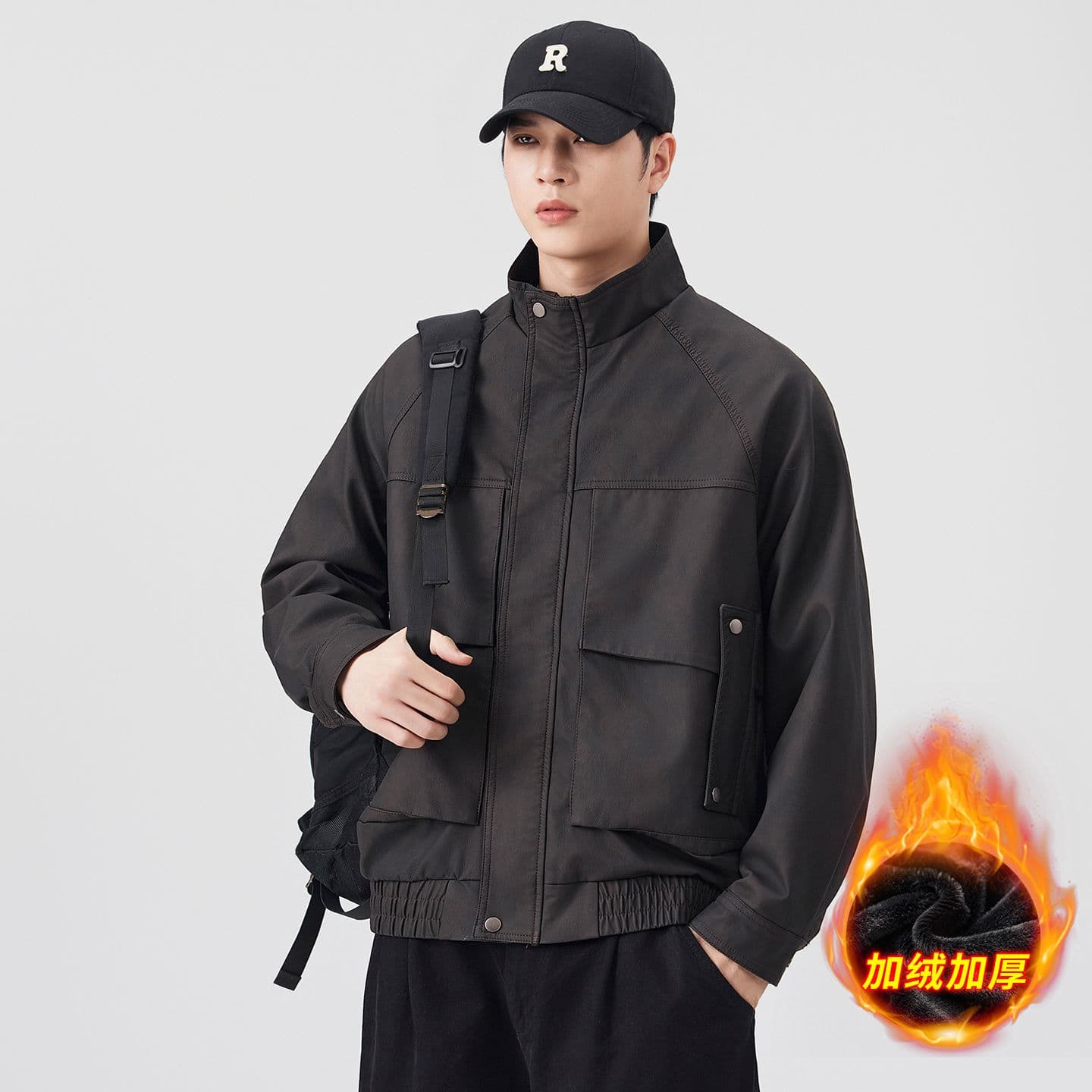 겨울 두꺼운 보온 pu 가죽 재킷 남자 스탠드 칼라 재킷 네리 털이 있는 감기 예방 야외 조수 브랜드 워크웨어 오토바이 재킷 이미지 2