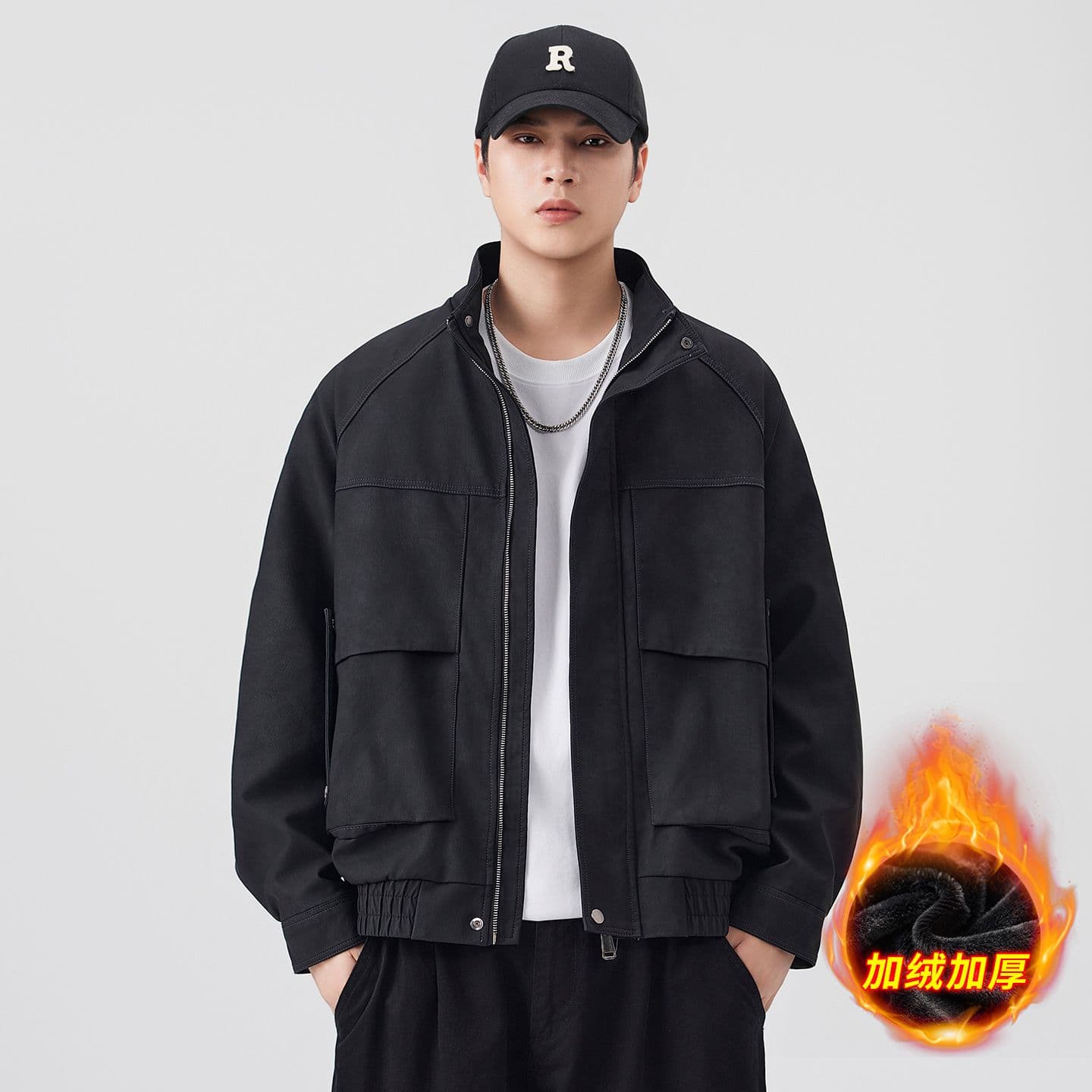 겨울 두꺼운 보온 pu 가죽 재킷 남자 스탠드 칼라 재킷 네리 털이 있는 감기 예방 야외 조수 브랜드 워크웨어 오토바이 재킷 이미지 3