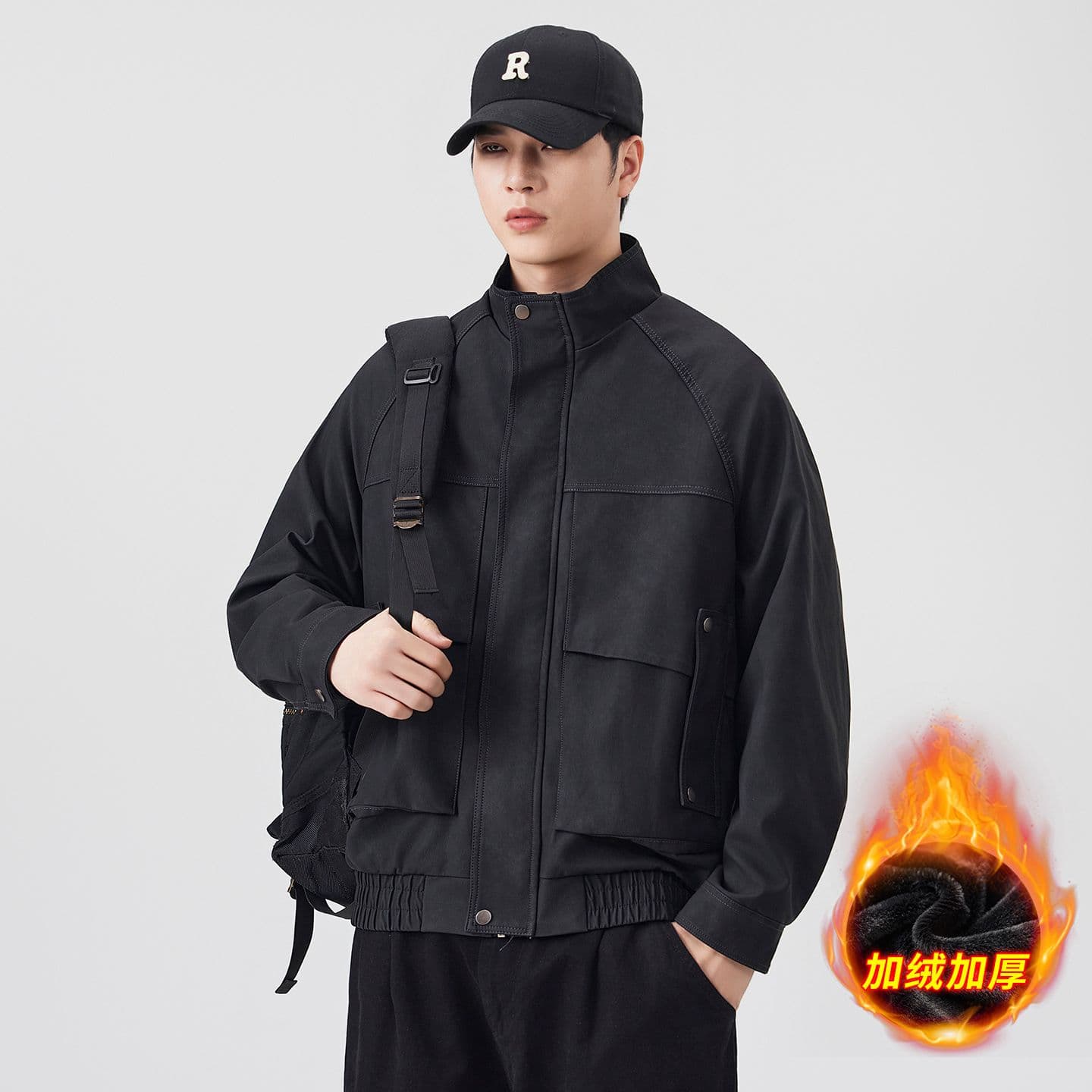 겨울 두꺼운 보온 pu 가죽 재킷 남자 스탠드 칼라 재킷 네리 털이 있는 감기 예방 야외 조수 브랜드 워크웨어 오토바이 재킷 이미지 5