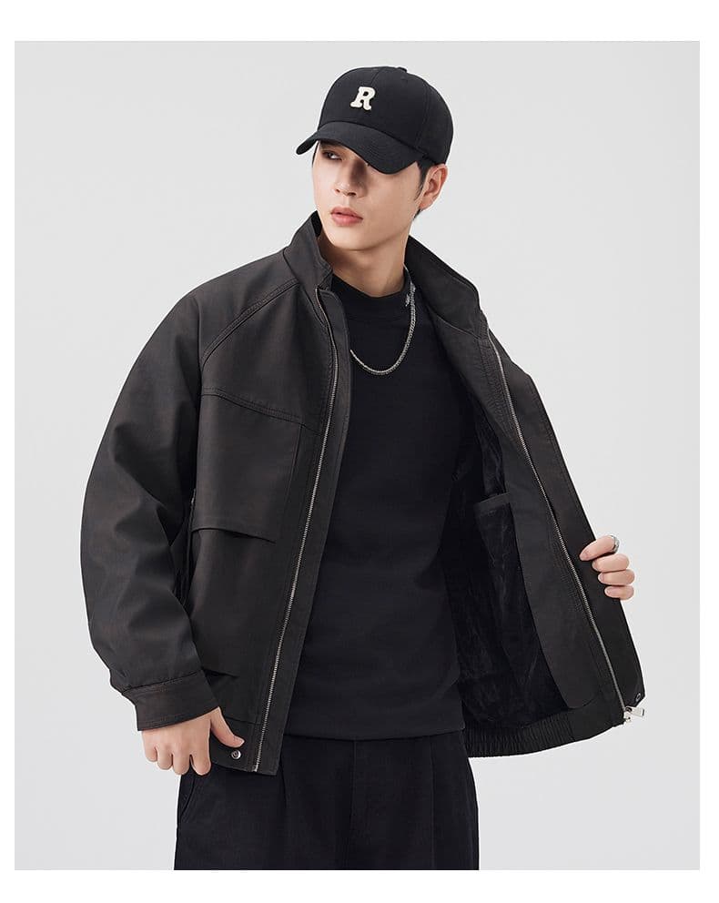 겨울 두꺼운 보온 pu 가죽 재킷 남자 스탠드 칼라 재킷 네리 털이 있는 감기 예방 야외 조수 브랜드 워크웨어 오토바이 재킷 상세 이미지 15