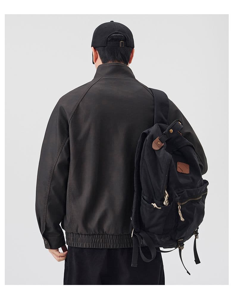 겨울 두꺼운 보온 pu 가죽 재킷 남자 스탠드 칼라 재킷 네리 털이 있는 감기 예방 야외 조수 브랜드 워크웨어 오토바이 재킷 상세 이미지 16