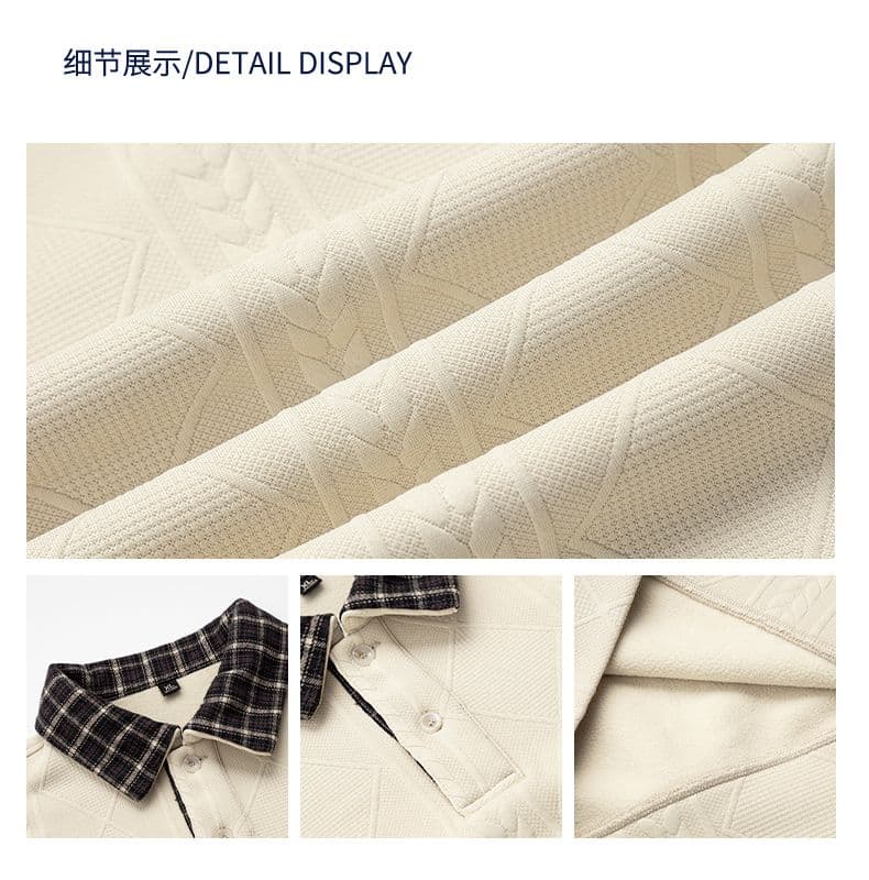 털이 있고 두꺼운 보온 겨울 의류 새로운 폴로 칼라 패치워크 색상 후드티 남자 레트로 니트 스웨터 다용도 캐주얼 커플 섹션 상세 이미지 2