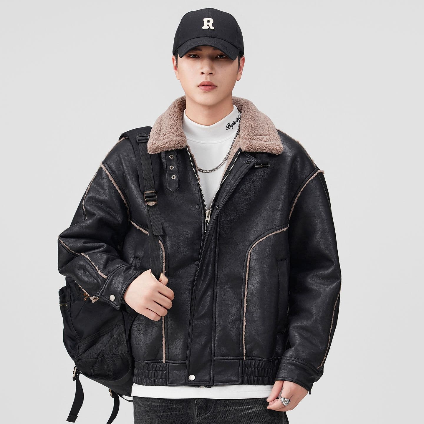 피모 하나 면 의류 남성 겨울 새로운 일본식 레트로 스탠드 칼라 루즈핏 두꺼운 보온 면 옷 재킷 이미지 2
