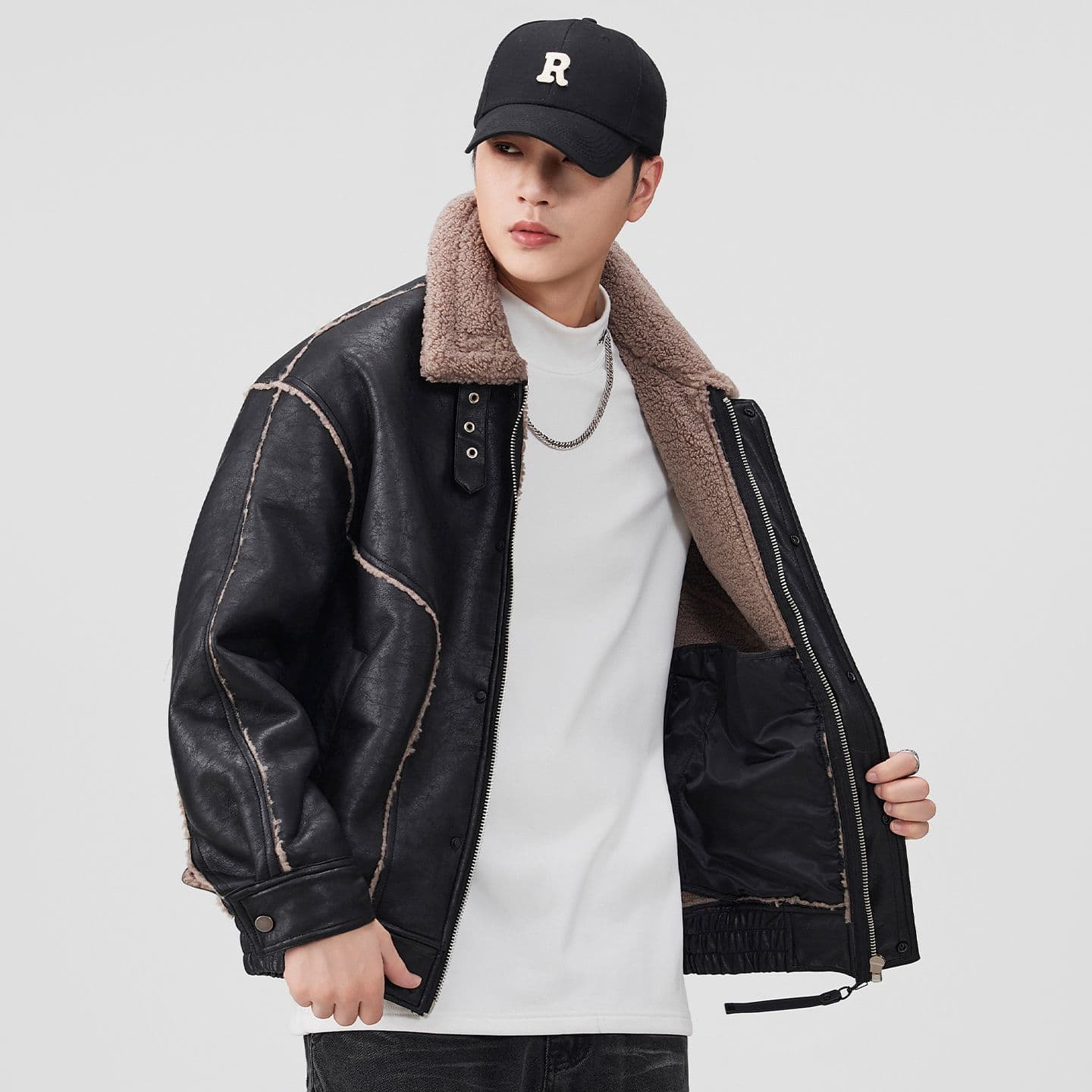 피모 하나 면 의류 남성 겨울 새로운 일본식 레트로 스탠드 칼라 루즈핏 두꺼운 보온 면 옷 재킷 이미지 3