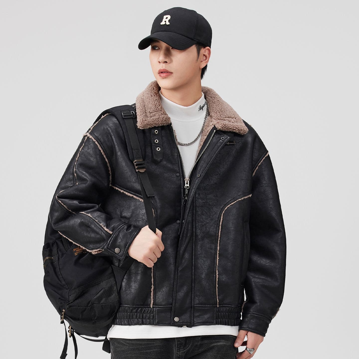 피모 하나 면 의류 남성 겨울 새로운 일본식 레트로 스탠드 칼라 루즈핏 두꺼운 보온 면 옷 재킷 이미지 5