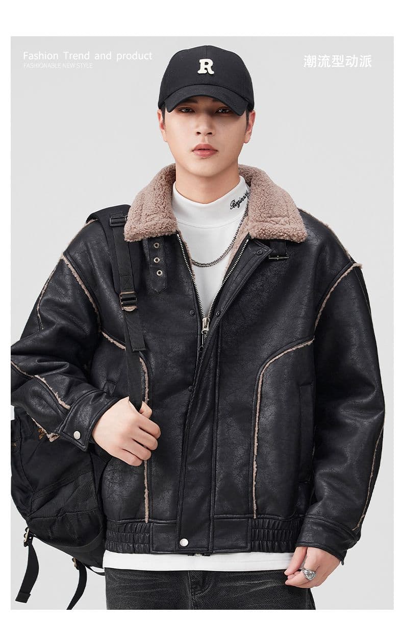 피모 하나 면 의류 남성 겨울 새로운 일본식 레트로 스탠드 칼라 루즈핏 두꺼운 보온 면 옷 재킷 상세 이미지 1