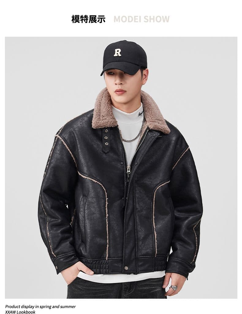 피모 하나 면 의류 남성 겨울 새로운 일본식 레트로 스탠드 칼라 루즈핏 두꺼운 보온 면 옷 재킷 상세 이미지 5