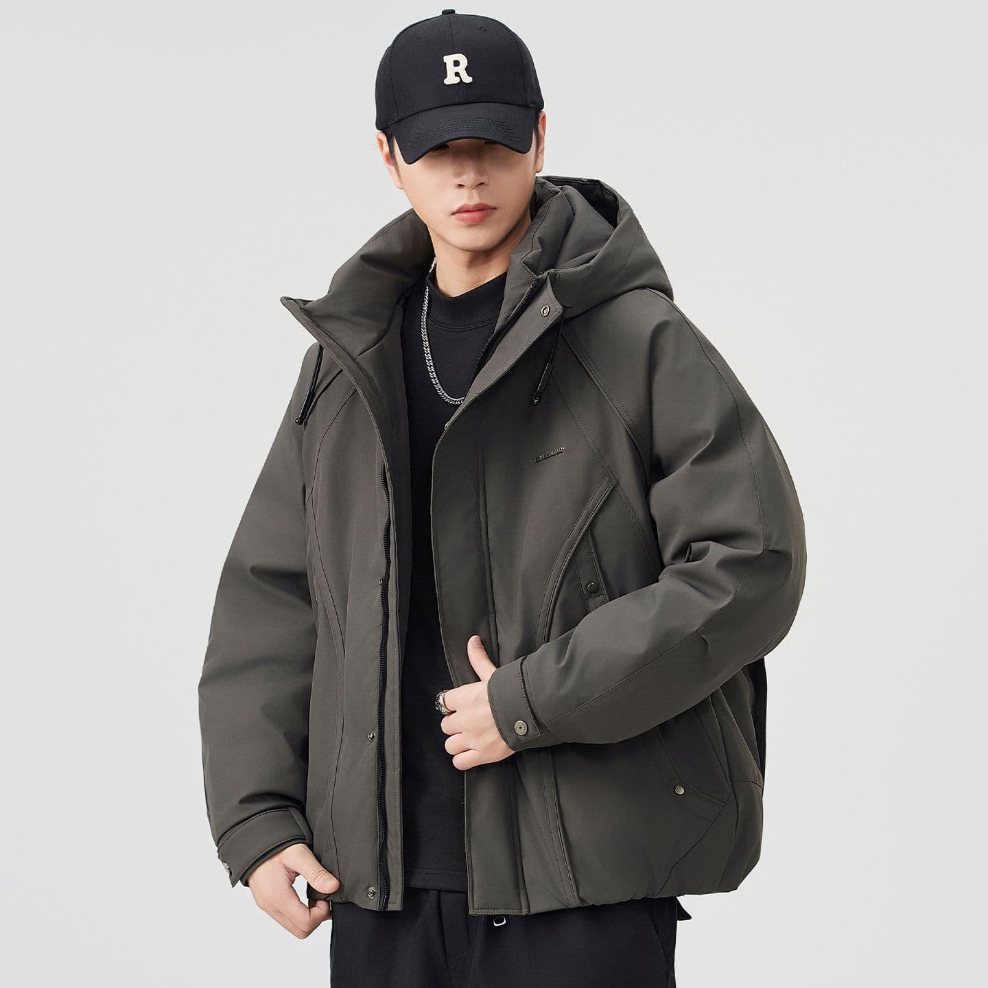 90 플러시 후드 워크웨어 다운 재킷 남성 일본식 레트로 다용도 보온 캐주얼 다운 야외 감기 예방 재킷 이미지 2