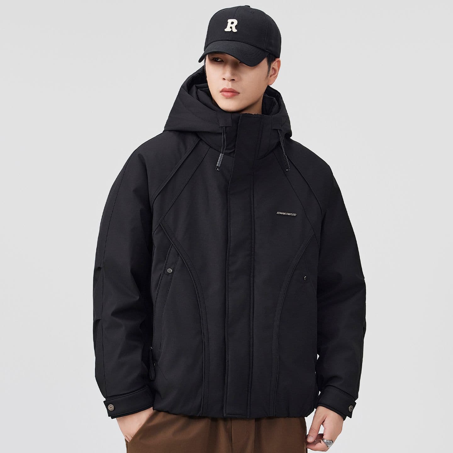 90 플러시 후드 워크웨어 다운 재킷 남성 일본식 레트로 다용도 보온 캐주얼 다운 야외 감기 예방 재킷 이미지 3
