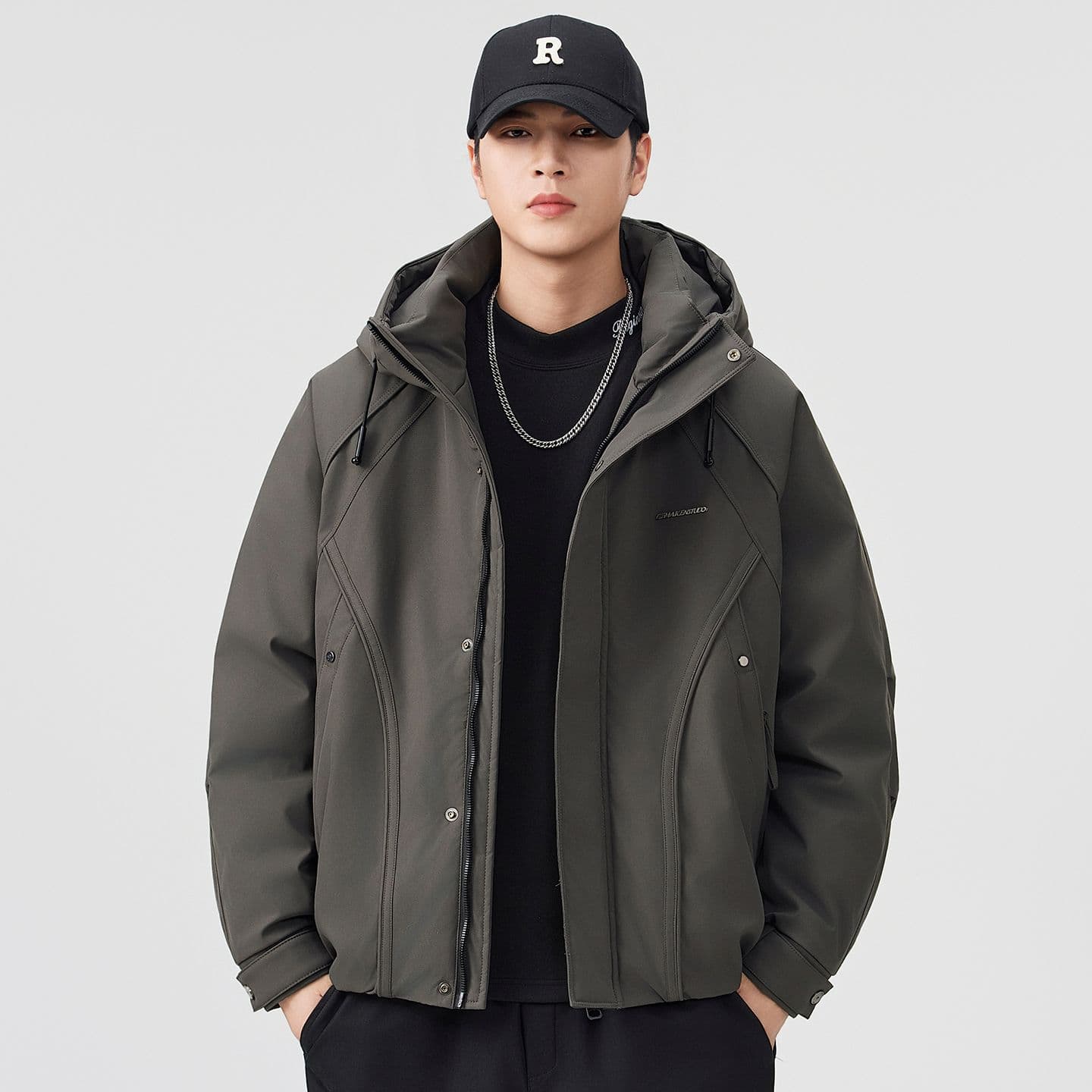 90 플러시 후드 워크웨어 다운 재킷 남성 일본식 레트로 다용도 보온 캐주얼 다운 야외 감기 예방 재킷 이미지 5