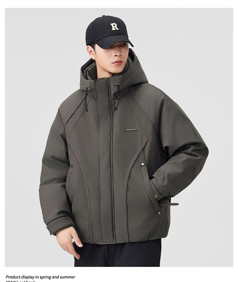 90 플러시 후드 워크웨어 다운 재킷 남성 일본식 레트로 다용도 보온 캐주얼 다운 야외 감기 예방 재킷 상세 이미지 7