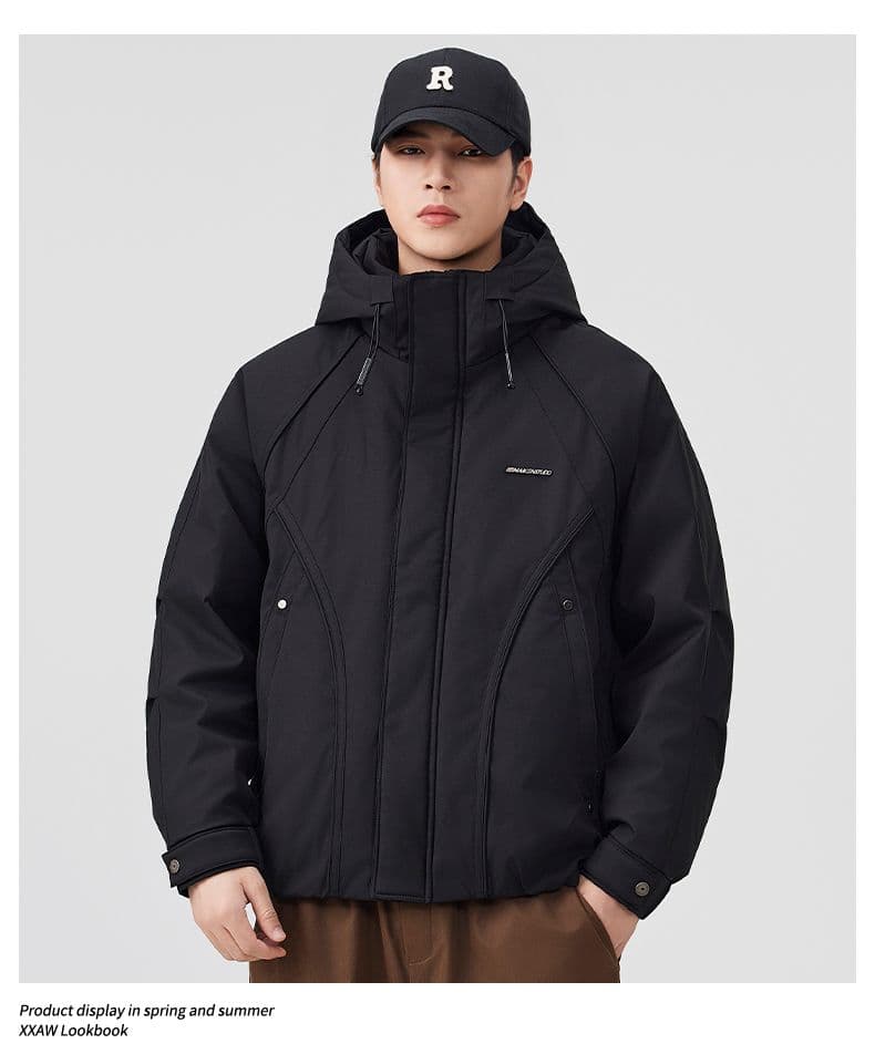 90 플러시 후드 워크웨어 다운 재킷 남성 일본식 레트로 다용도 보온 캐주얼 다운 야외 감기 예방 재킷 상세 이미지 10
