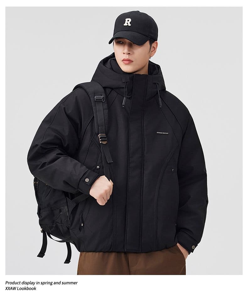 90 플러시 후드 워크웨어 다운 재킷 남성 일본식 레트로 다용도 보온 캐주얼 다운 야외 감기 예방 재킷 상세 이미지 11