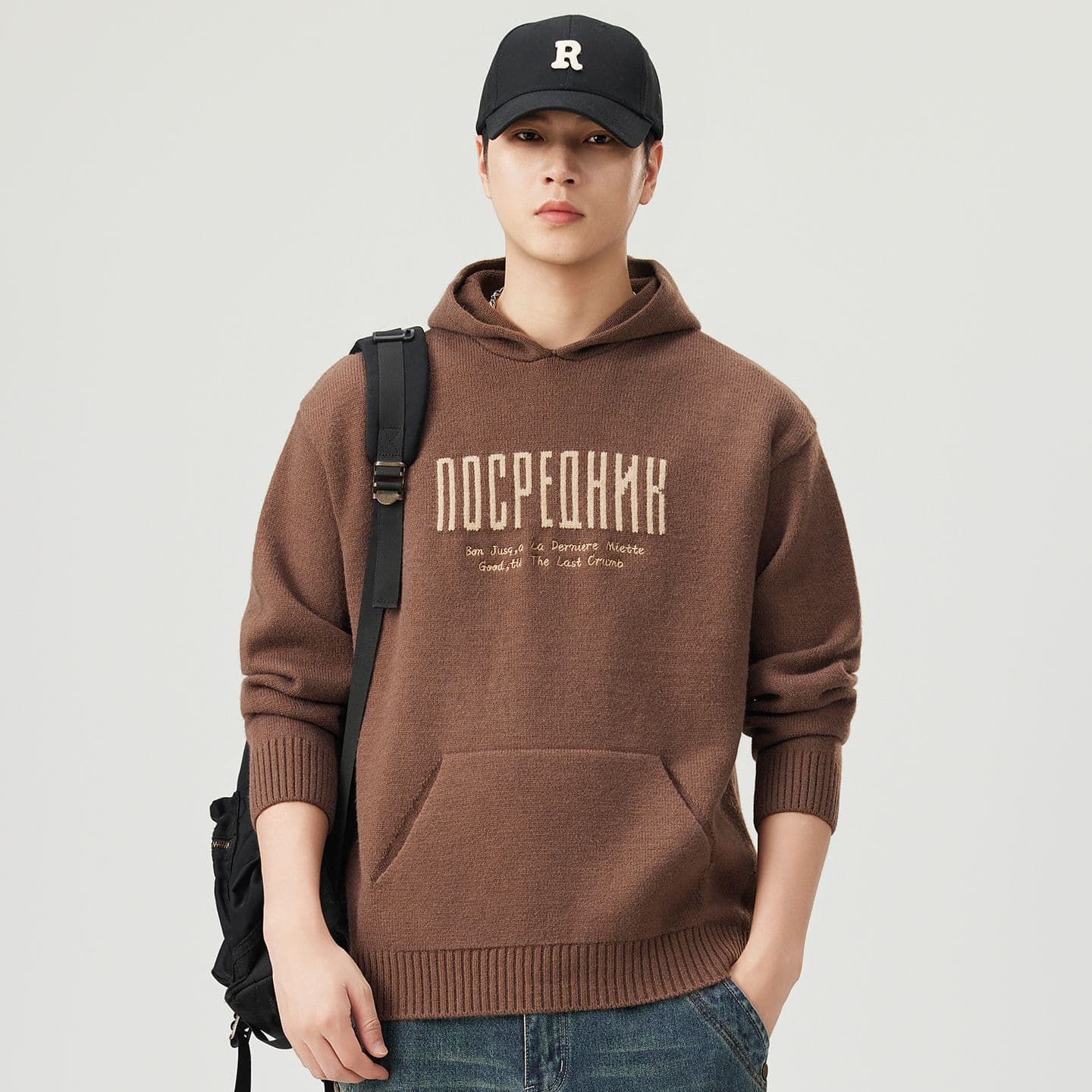 후드 풀오버 남성 일본식 레트로 자카드 니트 스웨터 루즈핏 다용도 트렌드 캐주얼 스웨터 커플 이미지 2