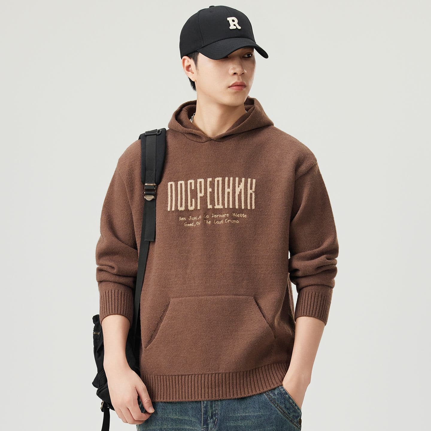 후드 풀오버 남성 일본식 레트로 자카드 니트 스웨터 루즈핏 다용도 트렌드 캐주얼 스웨터 커플 이미지 5