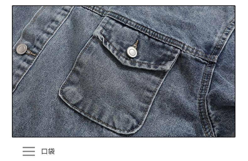 실사 2026 봄 새로운 파란색 아메리칸 레트로 데님 재킷 남성 악당 잘 생긴 카우보이 의류 상세 이미지 10