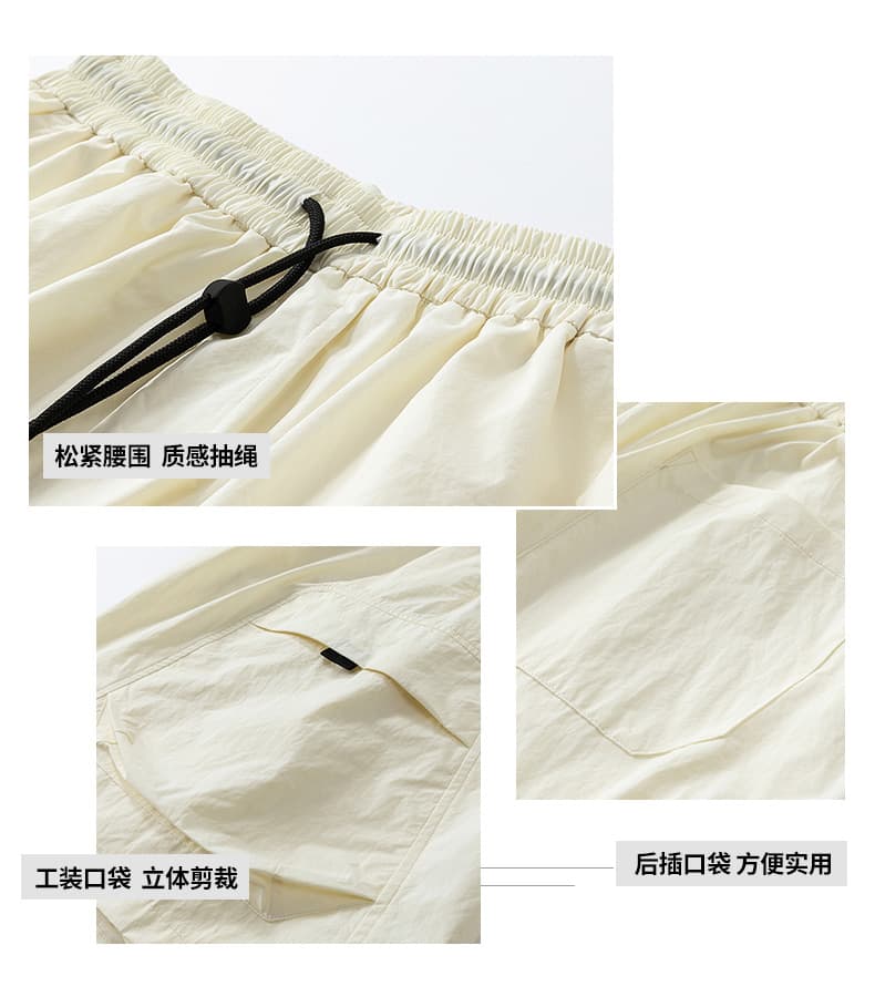 실사 여름 새로운 얼음 센스 캐주얼 셔츠 반팔 워크웨어 반바지 세트 남자 루즈핏 다용도 미니멀리즘 투피스 세트 상세 이미지 9