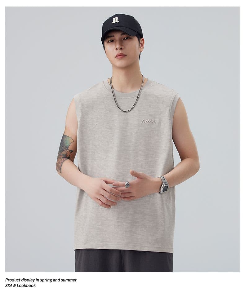 조끼 남성 2026 여름 새로운 알파벳 자수 라운드 넥 루즈핏 풀오버 일본식 트렌드 단색 다용도 캐주얼 상세 이미지 11