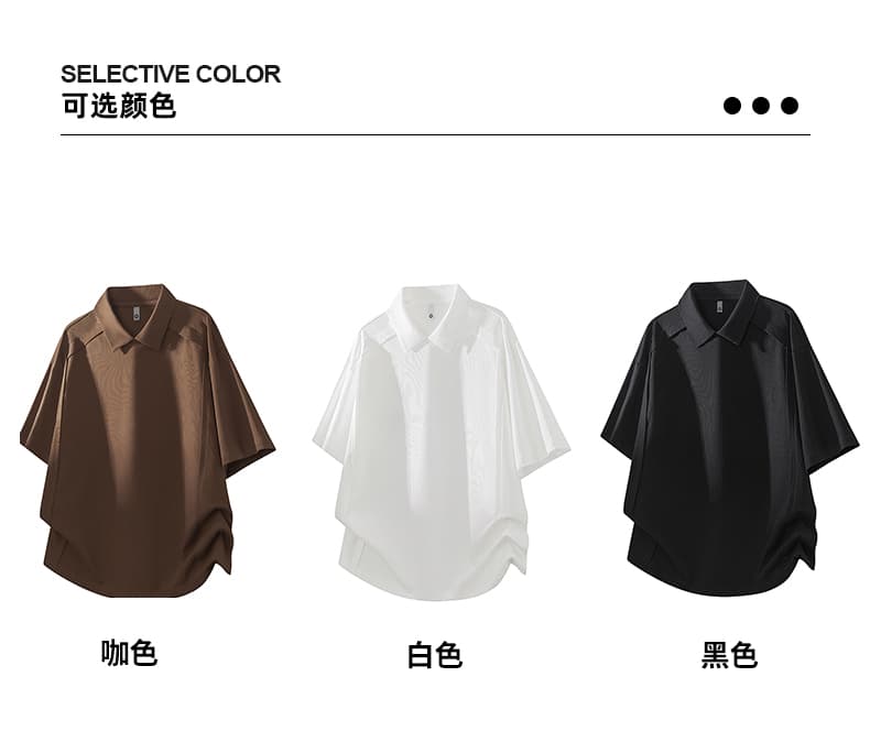 실사 여름 새로운 일본식 구조 패치워크 반팔 POLO 셔츠 남자 다용도 루즈핏 트렌드 폴로 칼라 티셔츠 맨위 상세 이미지 2