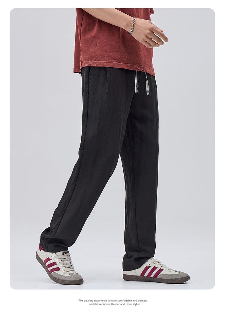 실사 2026 여름 새로운 마 면 캐주얼 바지 남성 미니멀리즘 루즈핏 출퇴근 통기성 아마 긴 바지 빅 사이즈 상세 이미지 18