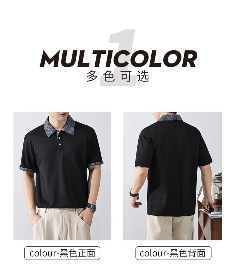 실사 여름 새로운 아메리칸 레트로 페이크 레이어드 셔츠 칼라 POLO 셔츠 남자 루즈핏 조수 브랜드 폴로 칼라 반팔 티셔츠 상세 이미지 3