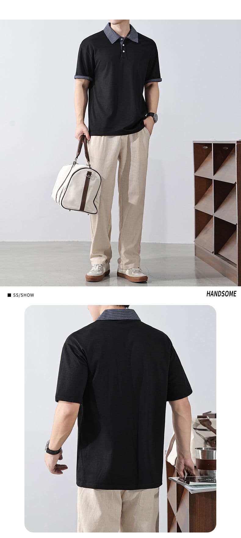 실사 여름 새로운 아메리칸 레트로 페이크 레이어드 셔츠 칼라 POLO 셔츠 남자 루즈핏 조수 브랜드 폴로 칼라 반팔 티셔츠 상세 이미지 14