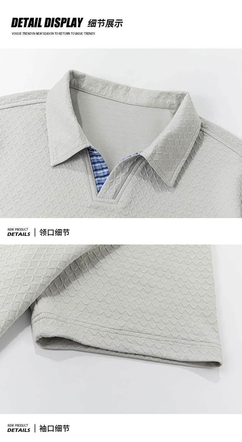 실사 여름 새로운 조수 브랜드 V넥 자카드 POLO 셔츠 반팔 남자 무거운 폴로 칼라 동정 맨위 상세 이미지 19