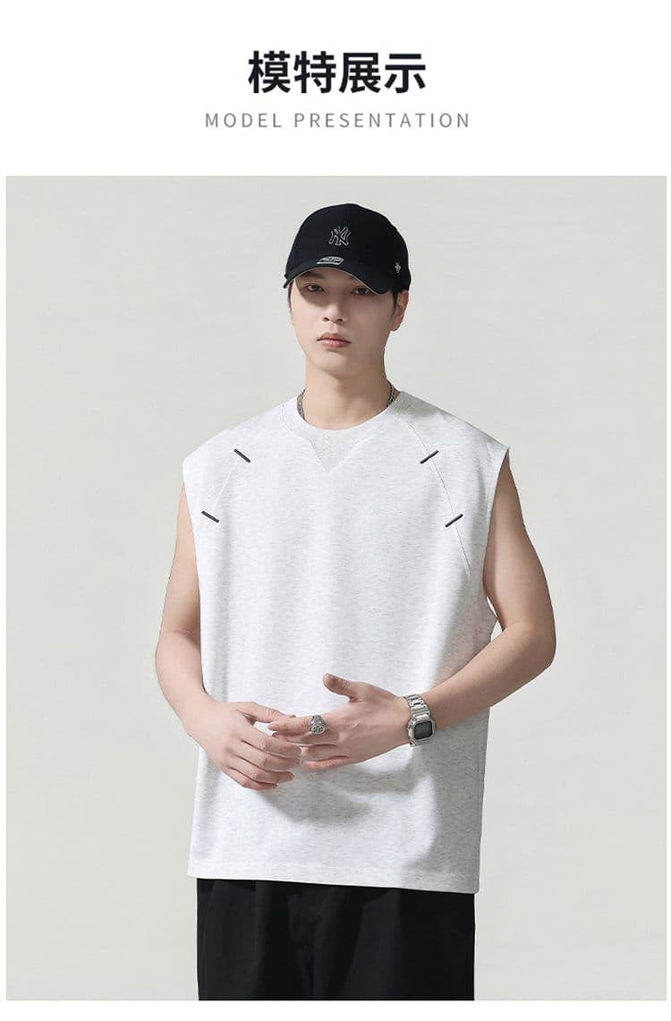 실사 2026 여름 새로운 차가운 센스 기술 면 조끼 남자 루즈핏 다용도 통기성 빅 사이즈 민소매 티셔츠 상세 이미지 12