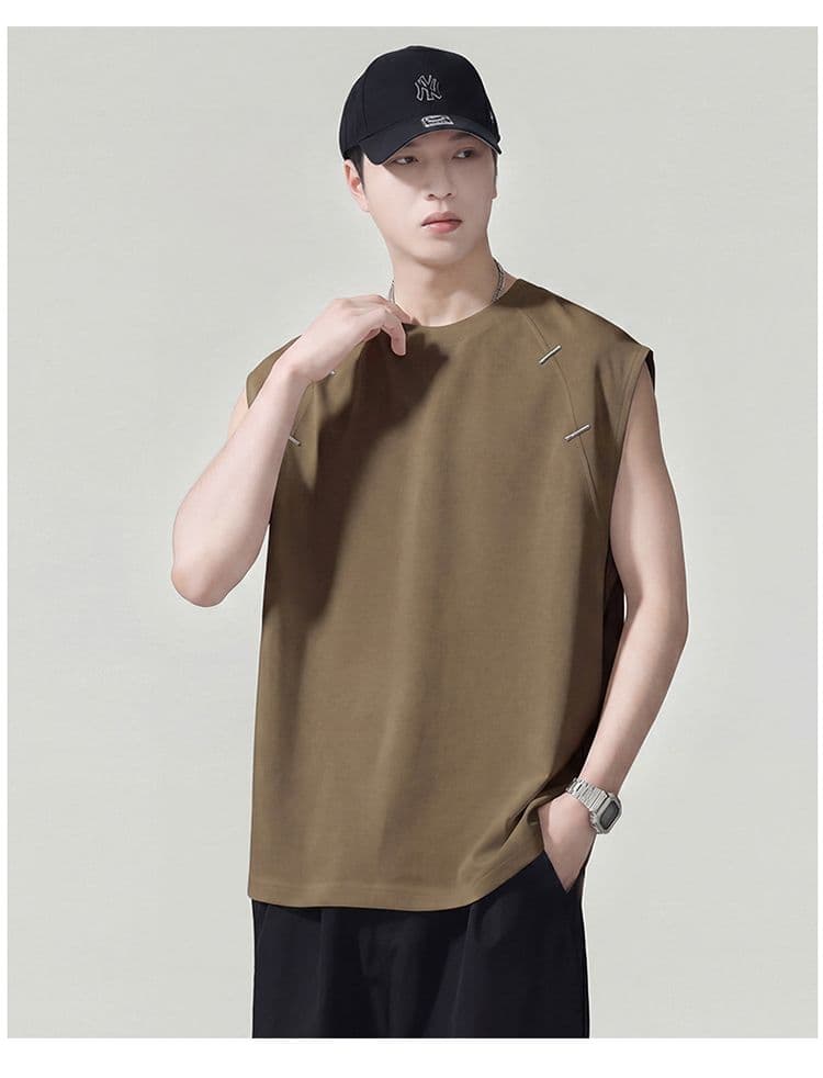실사 2026 여름 새로운 차가운 센스 기술 면 조끼 남자 루즈핏 다용도 통기성 빅 사이즈 민소매 티셔츠 상세 이미지 20