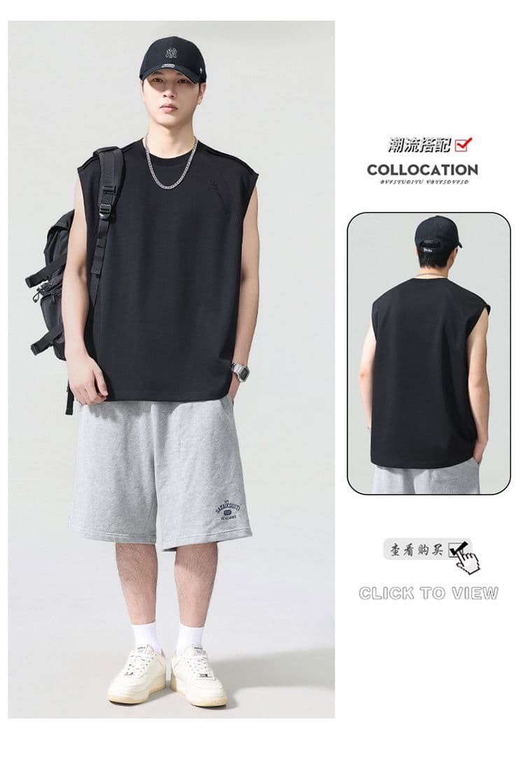 실사 2026 여름 새로운 차가운 센스 기술 면 조끼 남자 루즈핏 다용도 통기성 빅 사이즈 어깨 조끼 상세 이미지 30