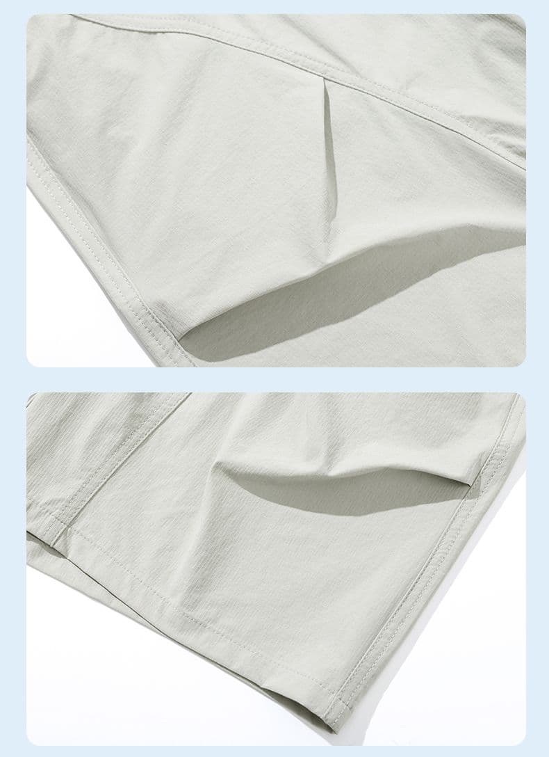 실사 여름 브로케이드 암모니아 원단 얼음 차가운 통기성 얇은 스타일 주름 스트레이트 루즈핏 남성 얼음 실크 넓은 다리 오부 바지 상세 이미지 19