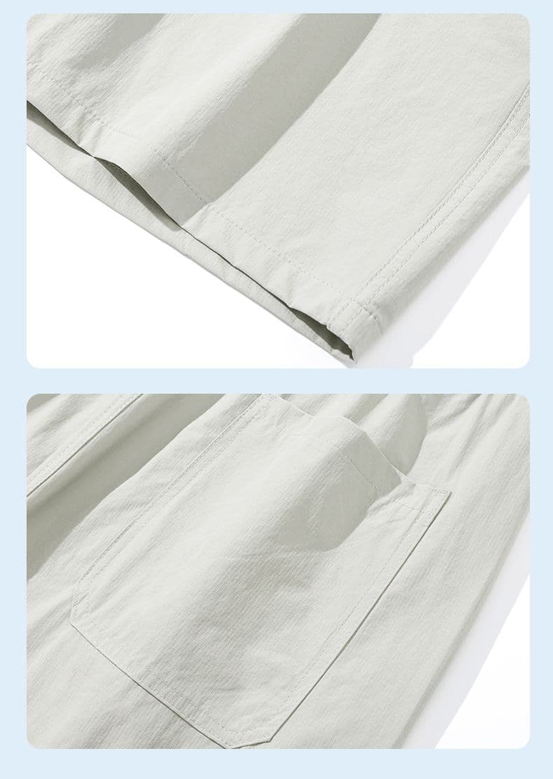 실사 여름 얼음 차가운 통기성 브로케이드 암모니아 원단 얇은 스타일 반바지 스트레이트 루즈핏 남성 얼음 실크 넓은 다리 오부 바지 상세 이미지 20