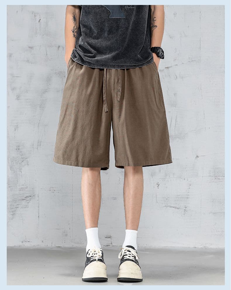 실사 여름 오부 바지 경기 서울 아마 바지 남자 얇은 스타일 루즈핏 스트레이트 바지 주간 실크 캐주얼 반바지 상세 이미지 12