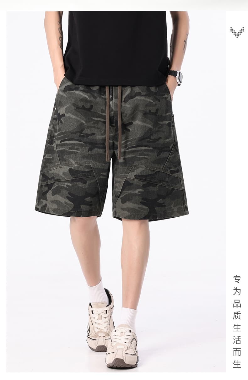 실사 여름 새로운 아메리칸 조수 브랜드 카모플라주 5 점 반바지 남자 루즈핏 다용도 캐주얼 바지 상세 이미지 10