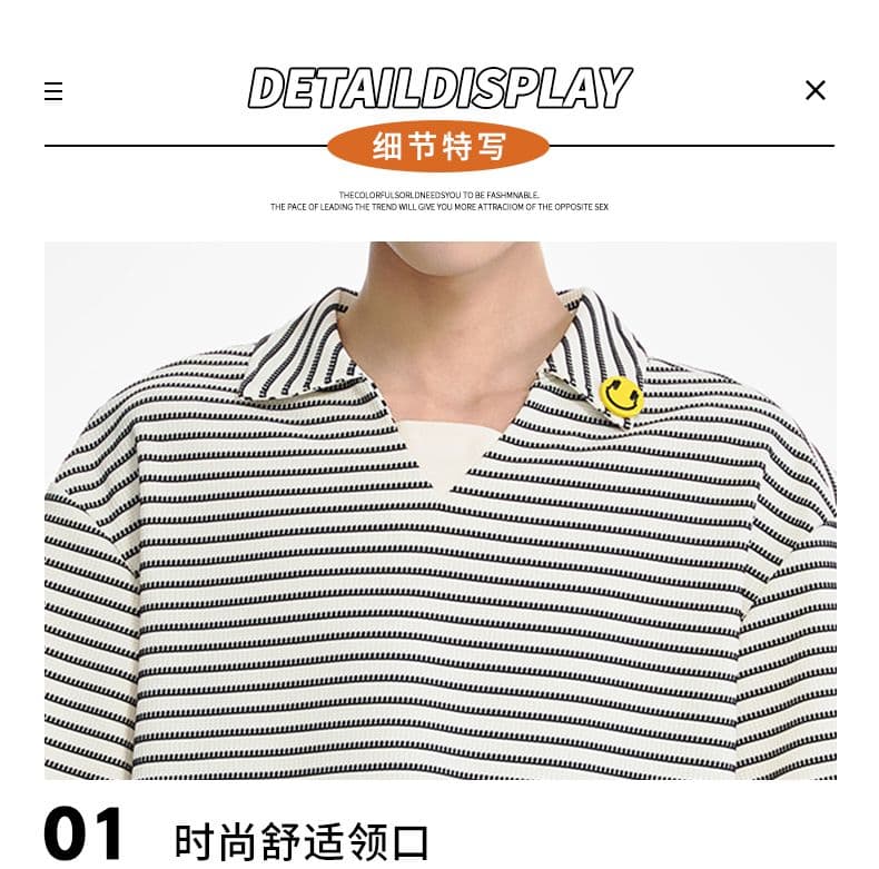 실사 여름 새로운 페이크 레이어드 캐주얼 스트라이프 POLO 셔츠 남자 루즈핏 미니멀리즘 패션 작은 장식 반팔 티셔츠 상세 이미지 18