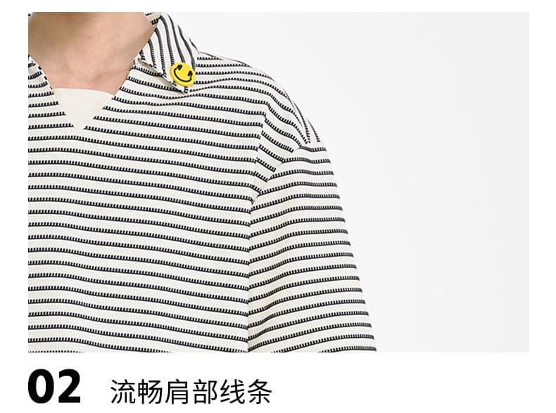 실사 여름 새로운 페이크 레이어드 캐주얼 스트라이프 POLO 셔츠 남자 루즈핏 미니멀리즘 패션 작은 장식 반팔 티셔츠 상세 이미지 19