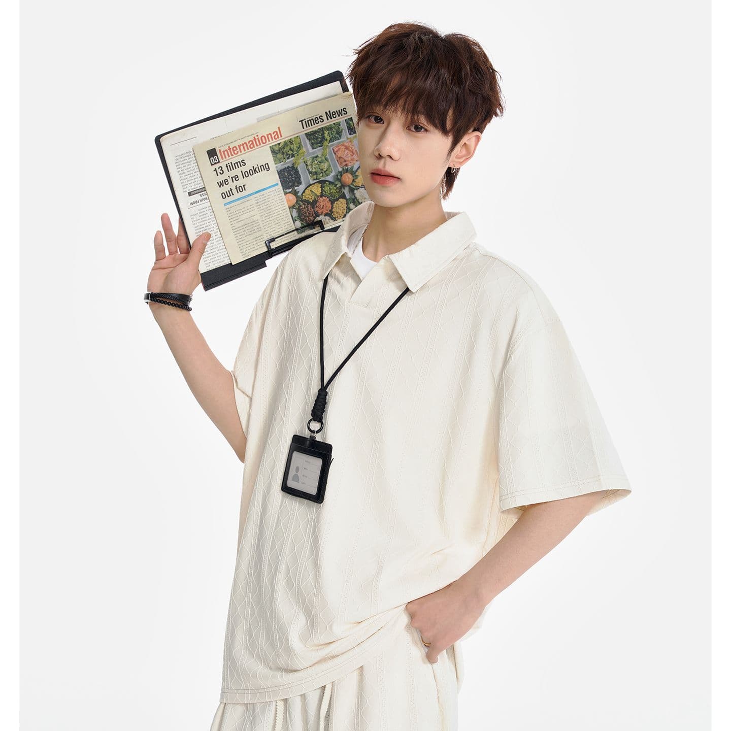 실사 2026 여름 새로운 니트 스웨터 폴로 칼라 POLO 셔츠 남자 루즈핏 패션 캐주얼 통기성 반팔 티셔츠 이미지 2
