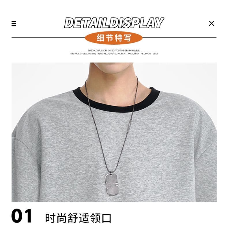실사 2026 여름 새로운 배색 페이크 레이어드 반팔 티셔츠 남자 루즈핏 맨위 패션 티셔츠 상세 이미지 18