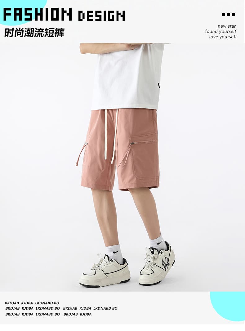 실사 여름 새로운 워크웨어 반바지 남자 조수 브랜드 통기성 캐주얼 루즈핏 오부 바지 대 바지 운동 반바지 남자 상세 이미지 1