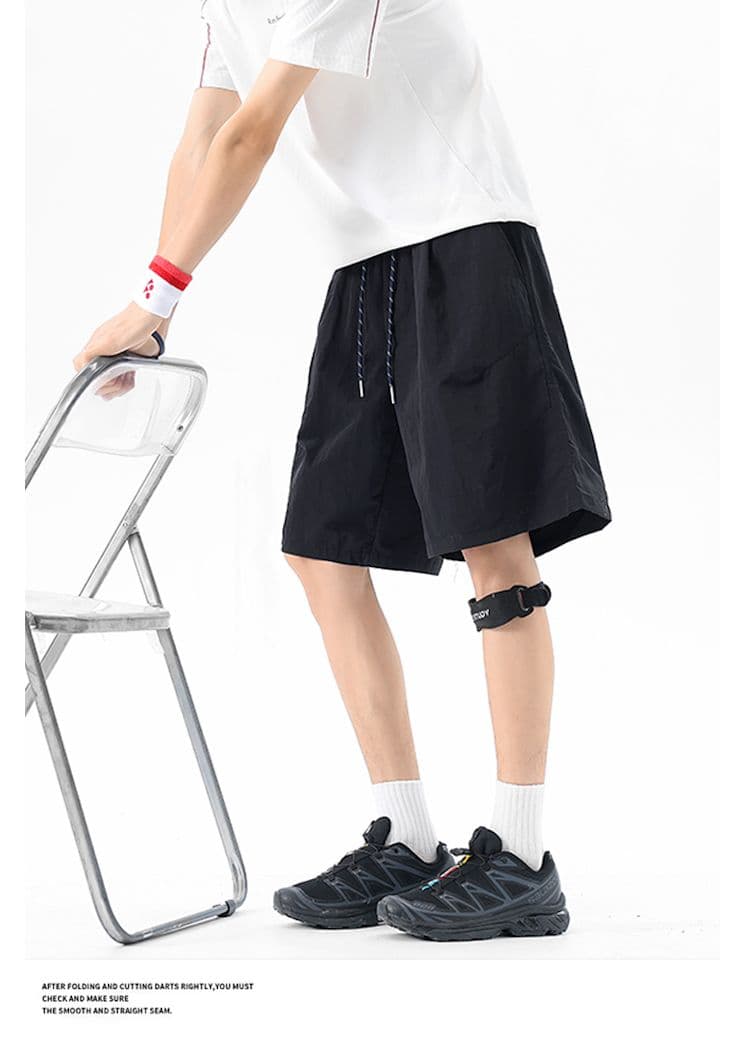 여름 자외선 차단 얼음 실크 도파민 반바지 캐주얼 남자 여자 루즈핏 스트레이트 해변 5 점 바지 상세 이미지 26