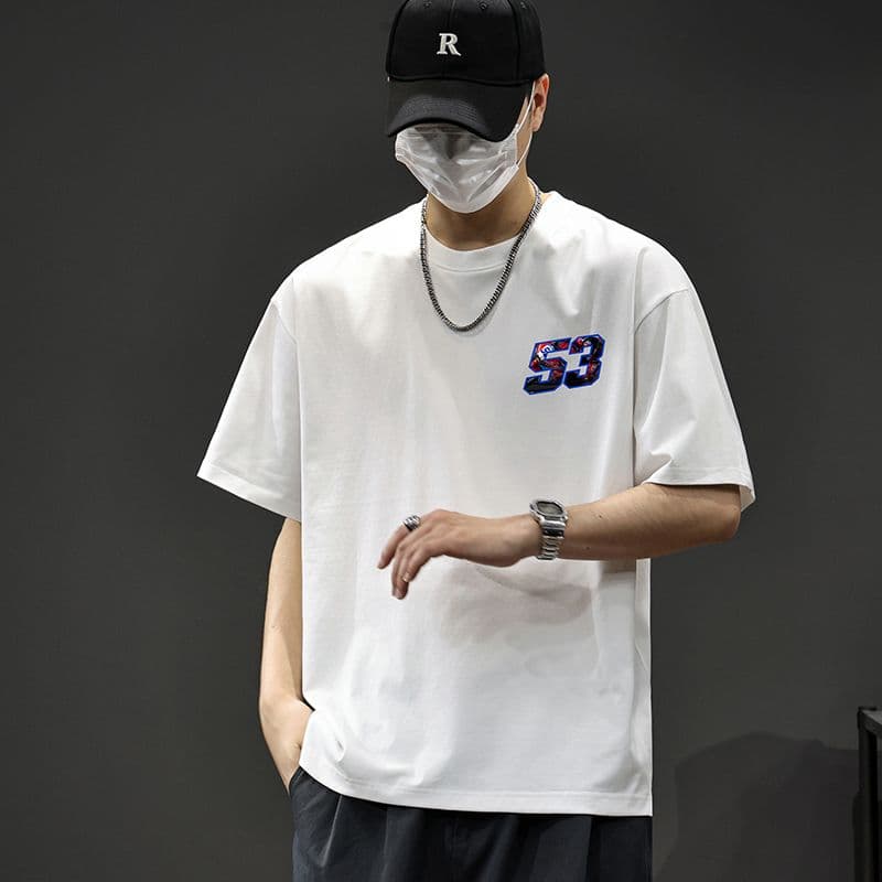 실사 2026 새로운 새로운 순면 다용도 미니멀리즘 반팔 티셔츠 남자 루즈핏 편안함 통기성 티셔츠 이미지 3