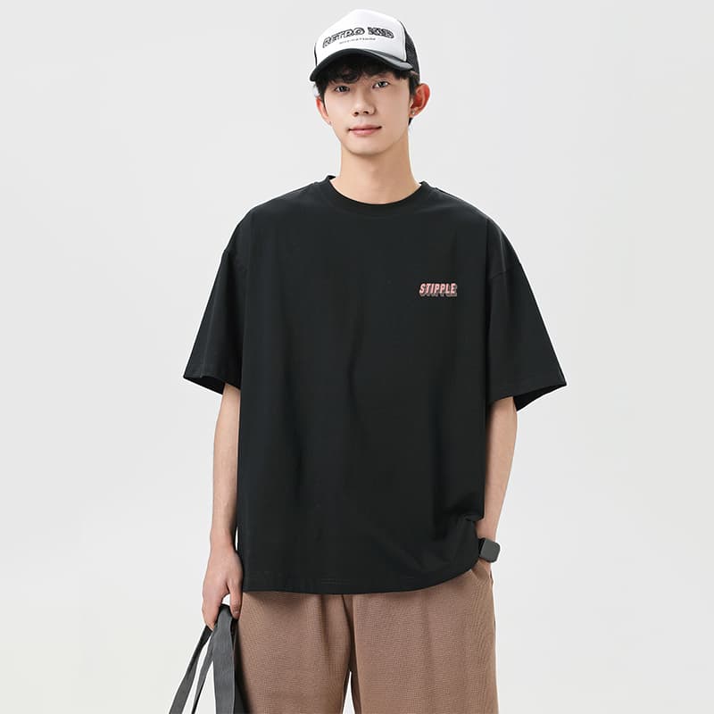실사 여름 새로운 케이블 루오 그거야. 얼음 센스 순면 반팔 티셔츠 남자 루즈핏 다용도 품질 미니멀리즘 티셔츠 맨위 이미지 3