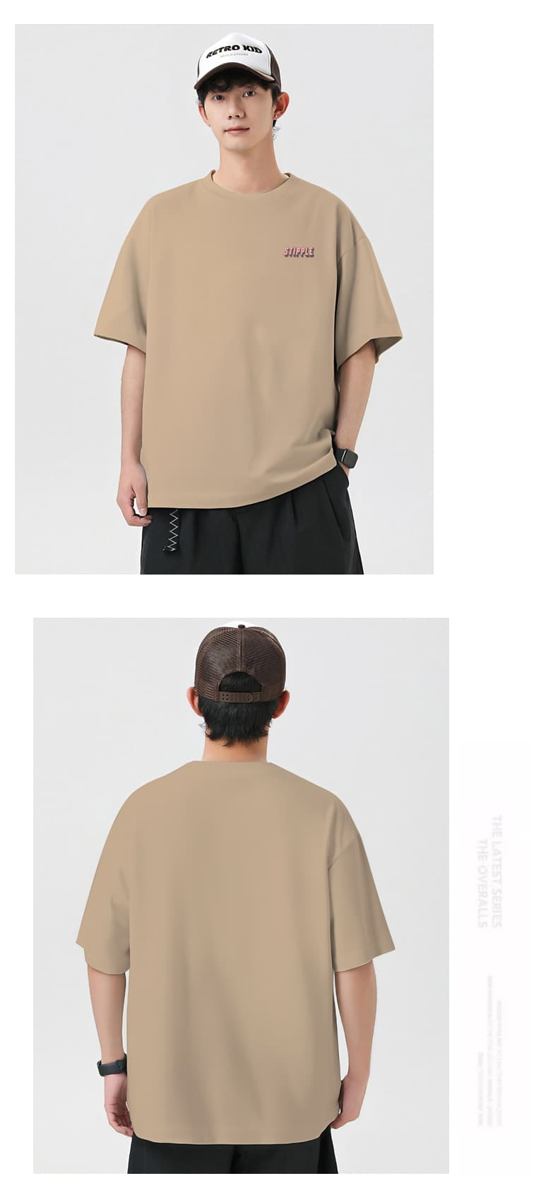 실사 여름 새로운 케이블 루오 그거야. 얼음 센스 순면 반팔 티셔츠 남자 루즈핏 다용도 품질 미니멀리즘 티셔츠 맨위 상세 이미지 17