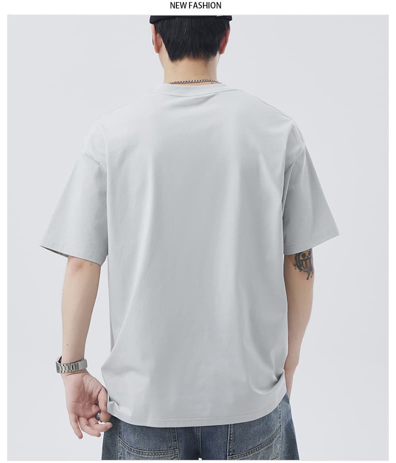 실사 여름 새로운 얼음 센스 케이블 루오 Na 일본식 라운드 넥 반팔 티셔츠 남자 루즈핏 다용도 미니멀리즘 순면 맨위 상세 이미지 12