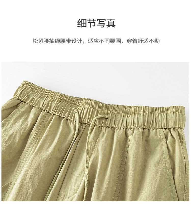 실사 여름 얇은 스타일 높음 거리 워크웨어 반바지 남자 시도 주머니 캐주얼 얼음 실크 오부 바지 상세 이미지 22