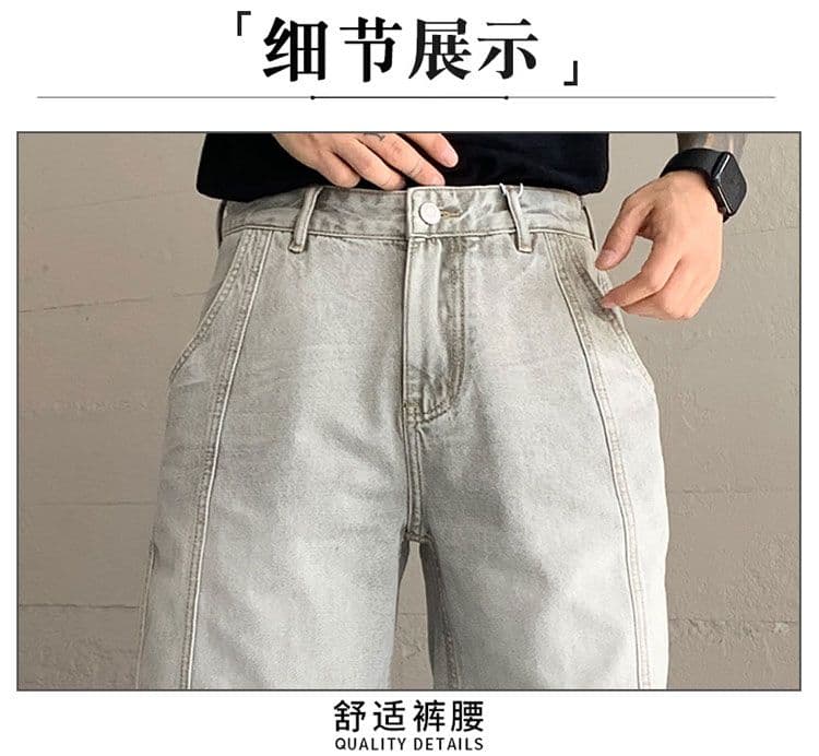 실사 아메리칸 빛 럭셔리 데님 반바지 남성 여름 새로운 스트레이트 루즈핏 악당 잘 생긴 오래된 돈 바람 오부 바지 상세 이미지 12